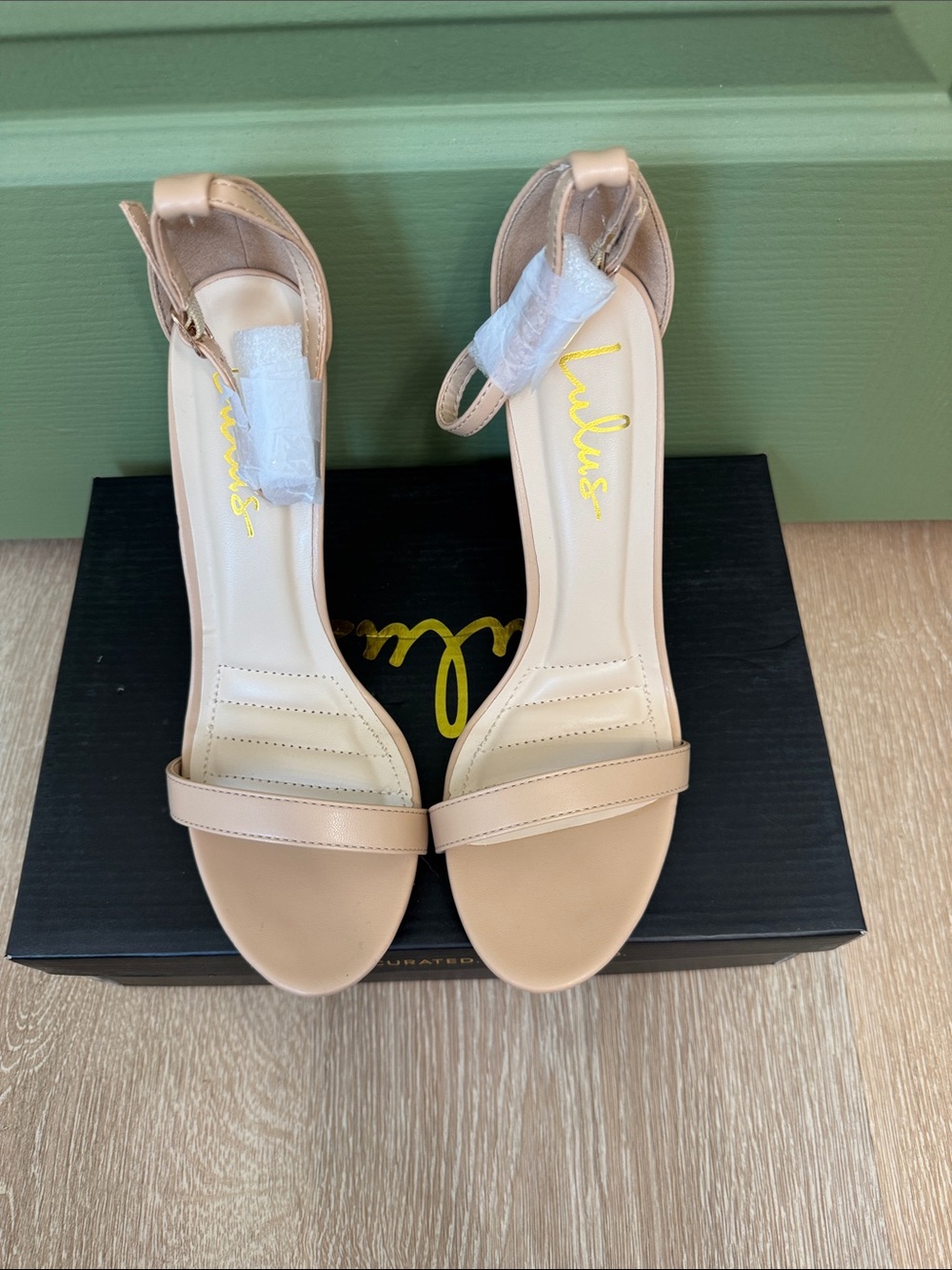 Lulu's Beige Nude Ankle-Strap Block Heels